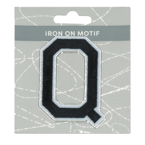 Sullivans Iron On Motif, Black Q- 75mm