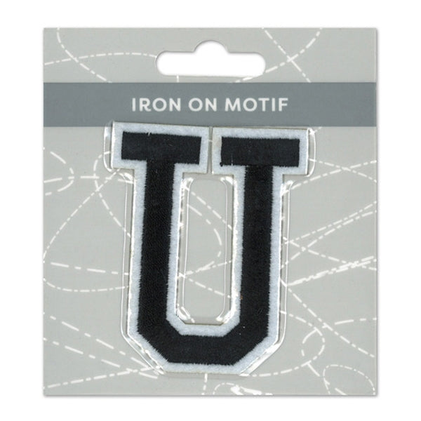 Sullivans Iron On Motif, Black U- 75mm