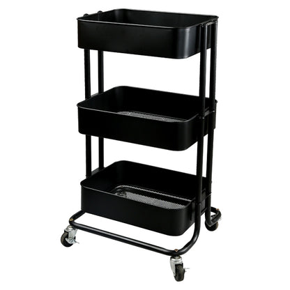 Mayd 3-Tier Trolley, Black- 42.7cm x 35.5cm x 75.9cm