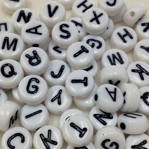 Arbee Alphabet Beads, White- 25g – Lincraft