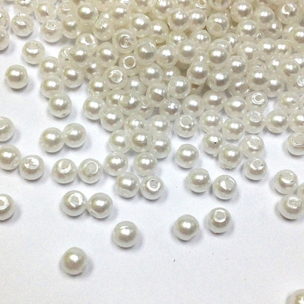 Arbee Round Beads, White- 4mm