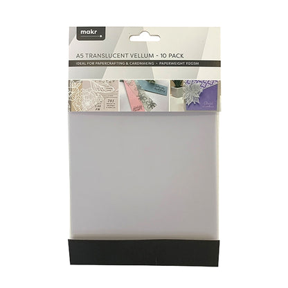 Makr Cardstock A5 Specialty Pack, Translucent Vellum Sheets- 10pk