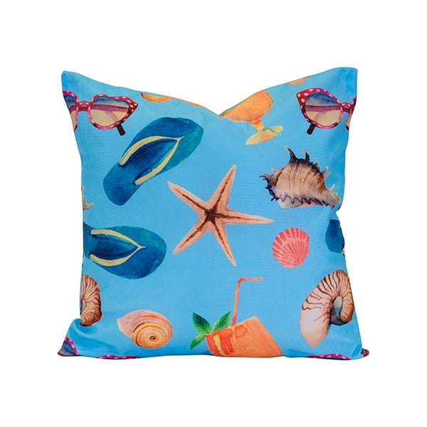 Printed Designer Cushion, Beach Life- 45x45cm - Cambridge House