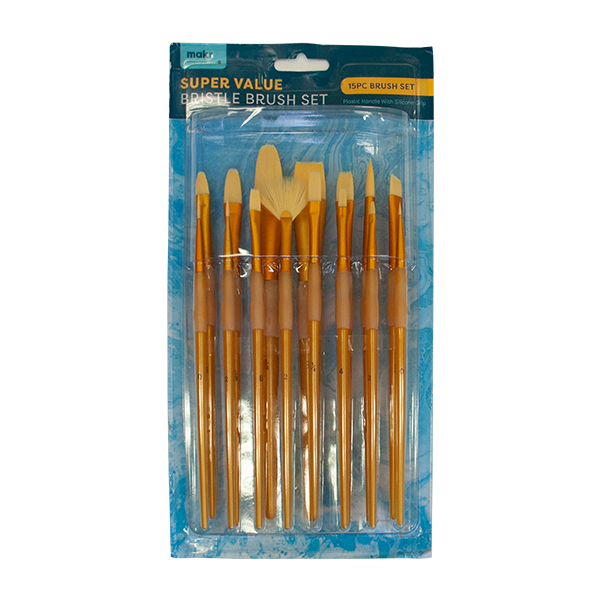 Makr Art Bristle Brush Set, Gold- 15pc