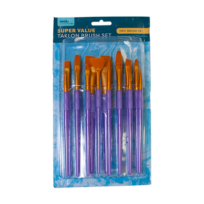 Makr Art Taklon Brush Set, Purple- 15pc