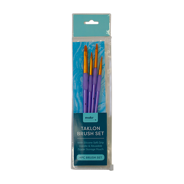 Makr Art Taklon Brush Set, Purple- 4pc