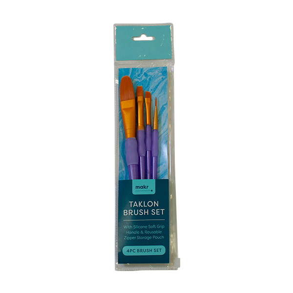 Makr Art Taklon Brush Set, Purple- 4pc