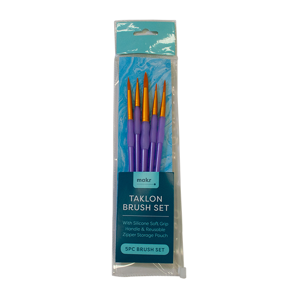 Makr Art Taklon Brush Set, Purple- 5pc