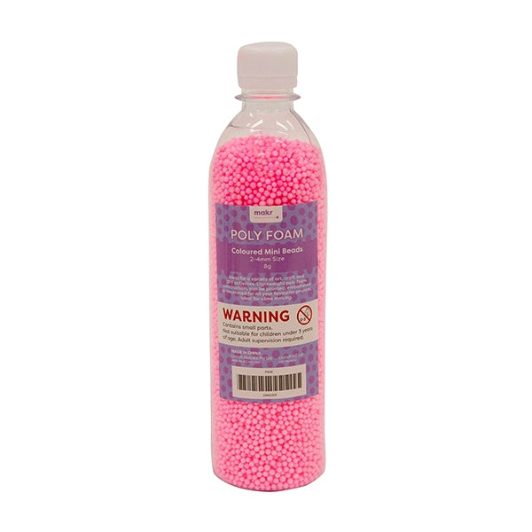 Makr Polyfoam Mini Beads, Pink- 2-4mm