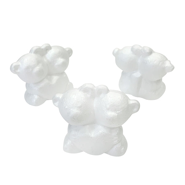 Makr Polyfoam Double Bear with Heart, 7.5cm x 8.6cm- 10pk