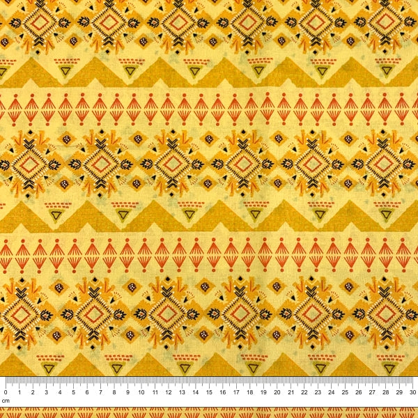 Bohemian Chic Cotton Fabric, Yellow Abstract- Width 112cm