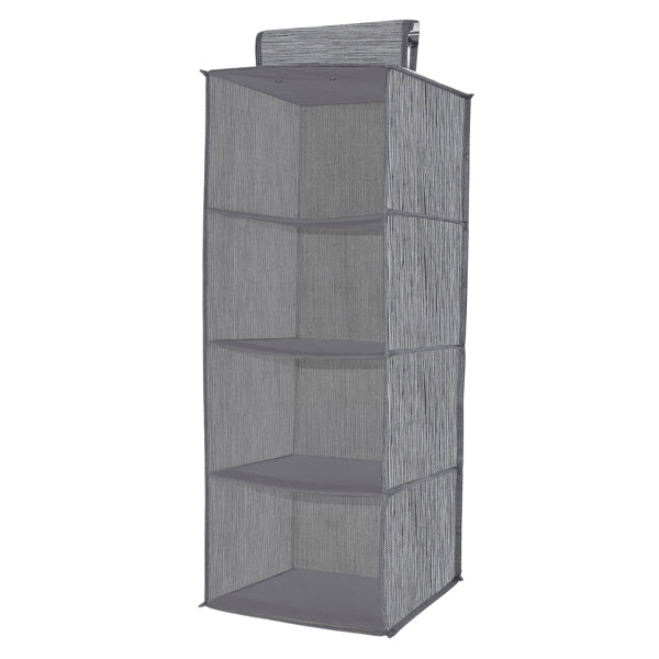 Mayd Wardrobe Hanging Storage Shelf Unit, 4 Tier- 80cmx28cmx28cm