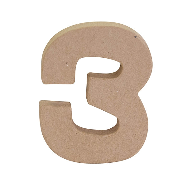 Makr Paper Mache, Small Numeral 3- 4"