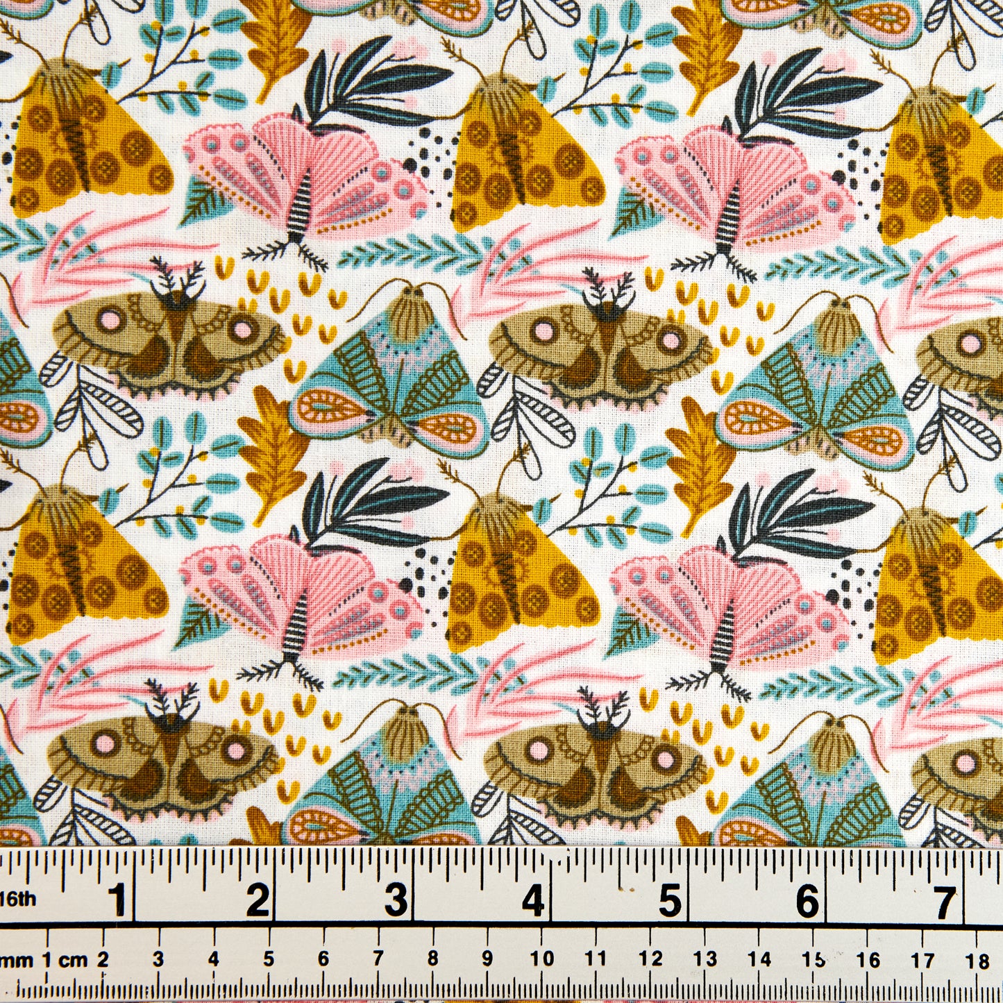 Craft Prints Fabric, Butterfly Garden, Pink Moths- Width 112cm