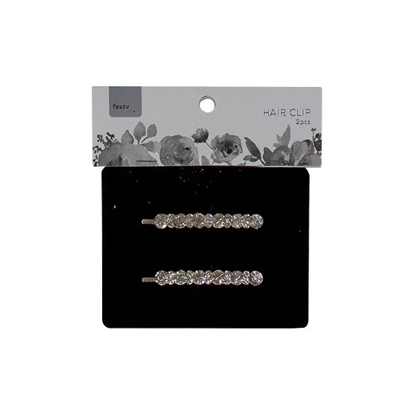 Festv Bridal Hair Clip with Round Stones, Clear- 2pk