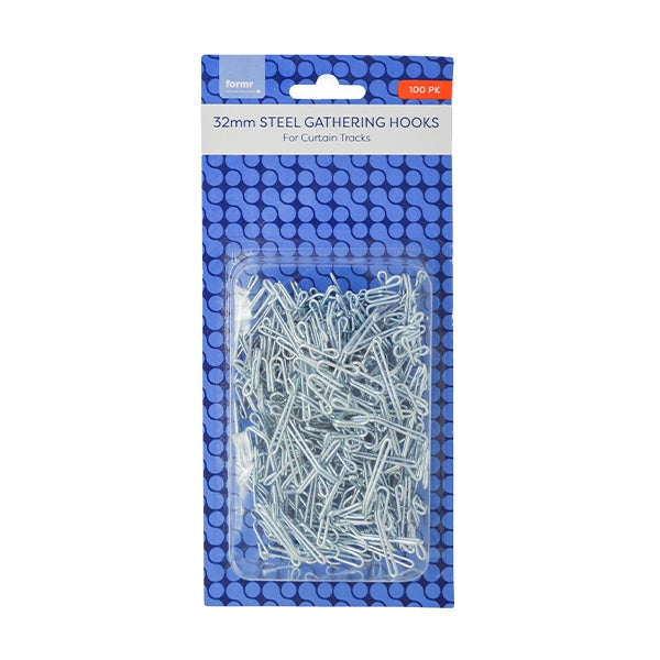 Formr Steel Gathering Hooks, 32mm Silver- 100pk