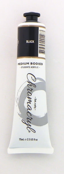 Chromacryl Student's Acrylic Paint, Black- 75ml