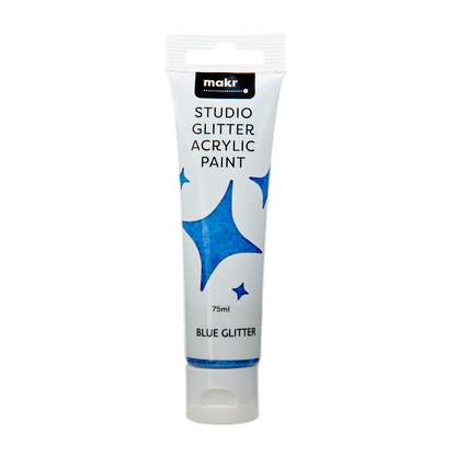 Makr Studio Acrylic Paint, Blue Glitter- 75ml