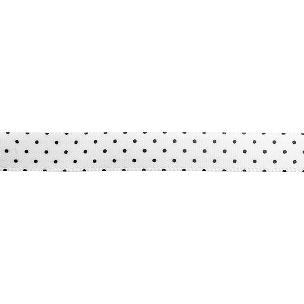 Makr Ribbon, Small Dots White Satin- 9mmx9.1m