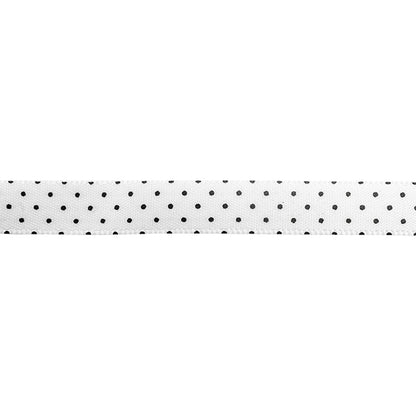 Makr Ribbon, Small Dots White Satin- 9mmx9.1m