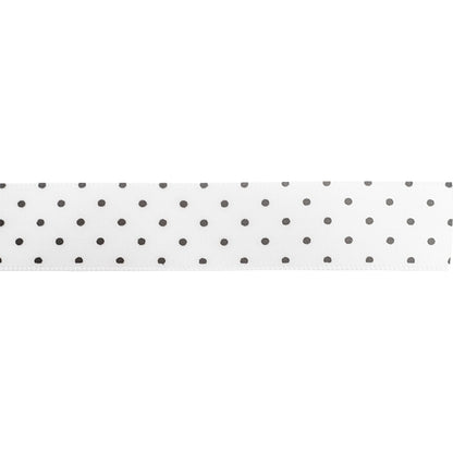 Makr Ribbon, Small Dots White Satin- 16mmx4.5m