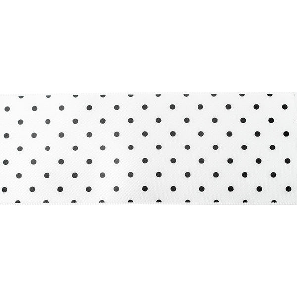 Makr Ribbon, Small Dots White Satin- 38mmx3.6m