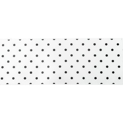 Makr Ribbon, Small Dots White Satin- 38mmx3.6m