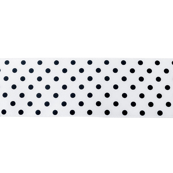 Makr Ribbon, Medium Dots White Satin- 38mmx3.6m