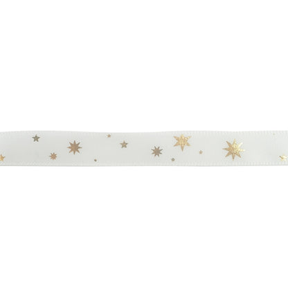 Makr Ribbon, White Satin with Gold Star- 9mmx9.1m