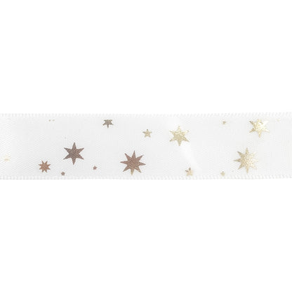 Makr Ribbon, White Satin with Gold Star- 16mmx4.5m