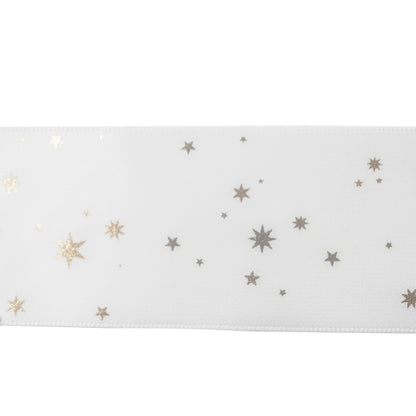 Makr Ribbon, White Satin with Gold Star- 38mmx3.6m