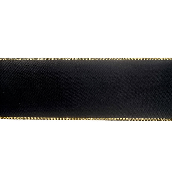 Makr Ribbon, Gold Edge Black Satin- 38mmx3.6m