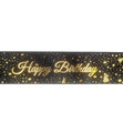 Makr Ribbon, Gold Happy Birthday Black Satin- 38mmx3.6m