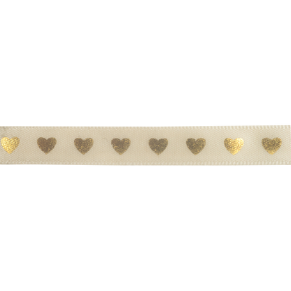 Makr Ribbon, Gold Hearts Gold Satin- 9mmx9.1m