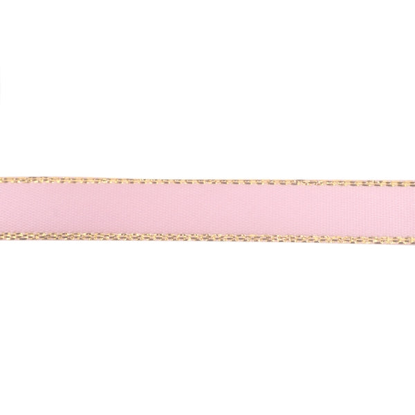 Makr Ribbon, Gold Edge Pearl Pink Satin- 9mmx9.1m