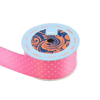 Makr Ribbon, Small Dots Pink Satin- 38mmx3.6m