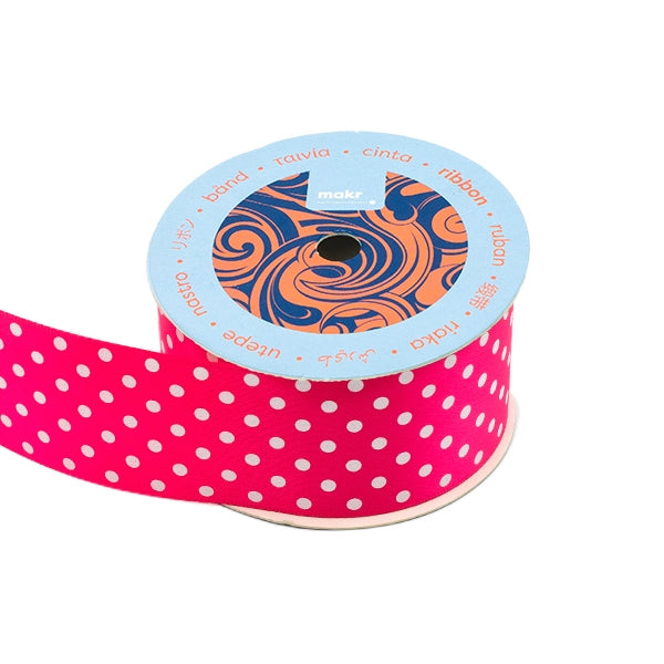 Makr Ribbon, Medium Dots Pink Satin- 38mmx3.6m