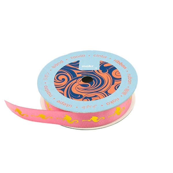 Makr Ribbon, Gold Flamingo Pink- 16mmx4.5m