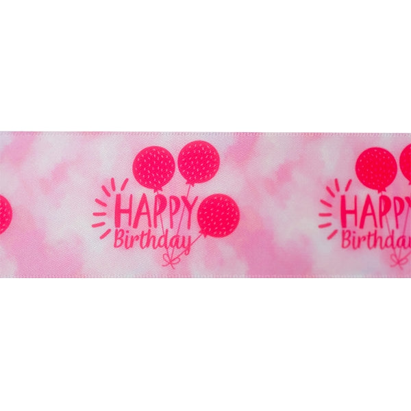 Makr Ribbon, Happy Birthday Pink Satin- 38mmx3.6m