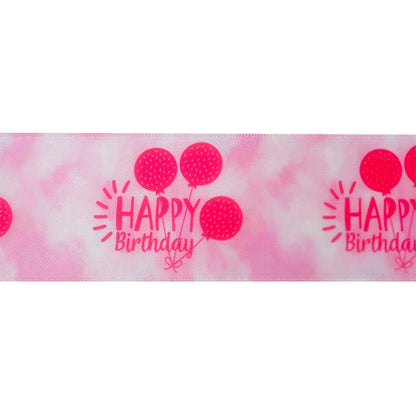 Makr Ribbon, Happy Birthday Pink Satin- 38mmx3.6m