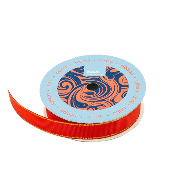 Makr Ribbon, Poppy Red Gold Edge GG- 16mmx4.5m