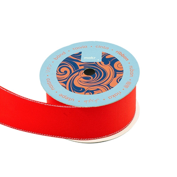 Makr Ribbon, Poppy Red Silver Edge GG- 38mmx3.6m