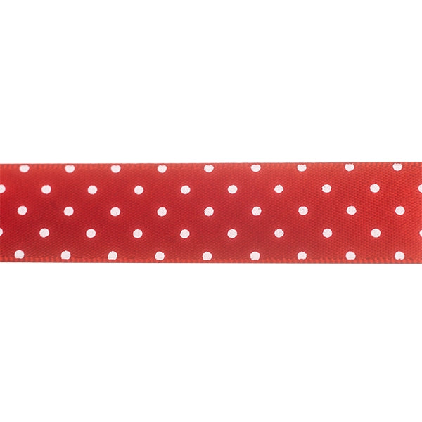 Makr Ribbon, Small Dots Red Satin- 16mmx4.5m