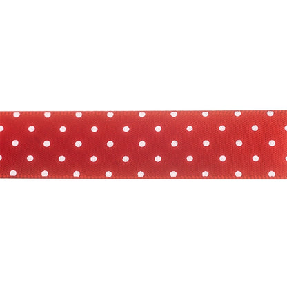 Makr Ribbon, Small Dots Red Satin- 16mmx4.5m