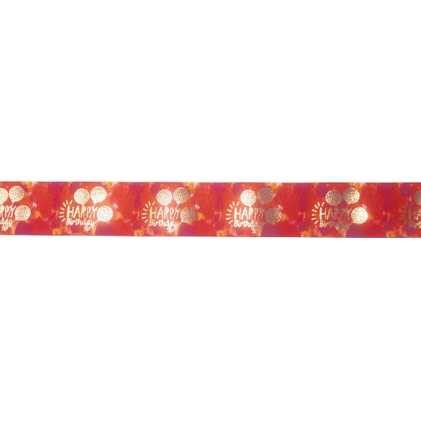 Makr Ribbon, Happy Birthday Red Satin- 16mmx4.5m