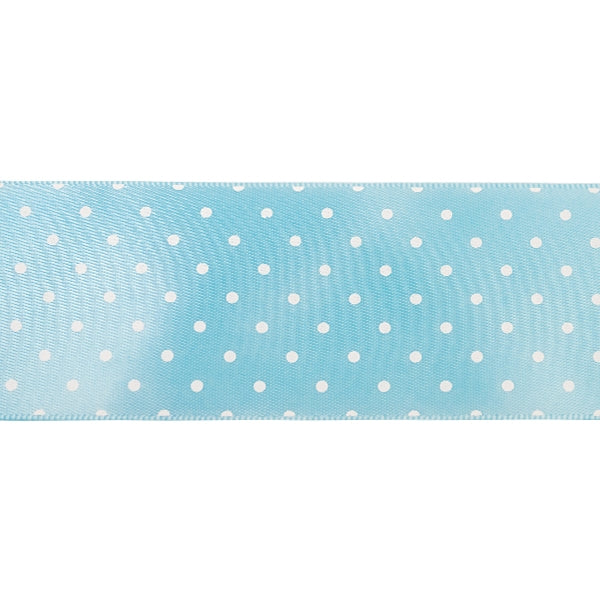 Makr Ribbon, Small Dots Blue Satin- 38mmx3.6m