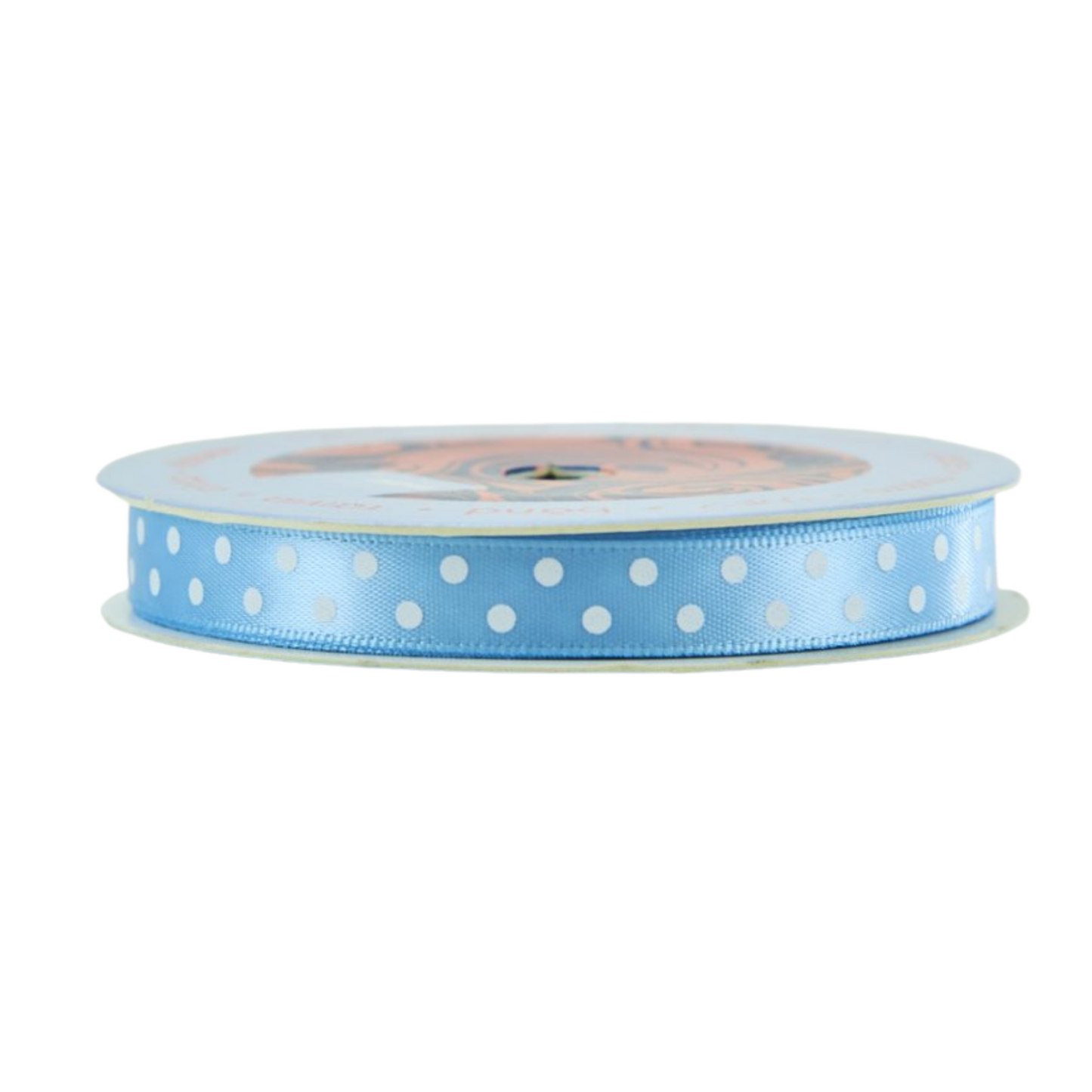 Makr Ribbon, Medium Dots Blue Satin- 9mmx9.1m