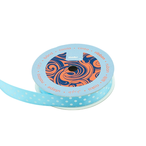 Makr Ribbon, Medium Dots Blue Satin- 16mmx4.5m