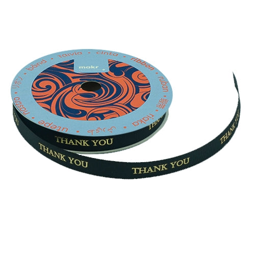 Makr Ribbon, Thank You Black Taffeta- 9mmx9.1m