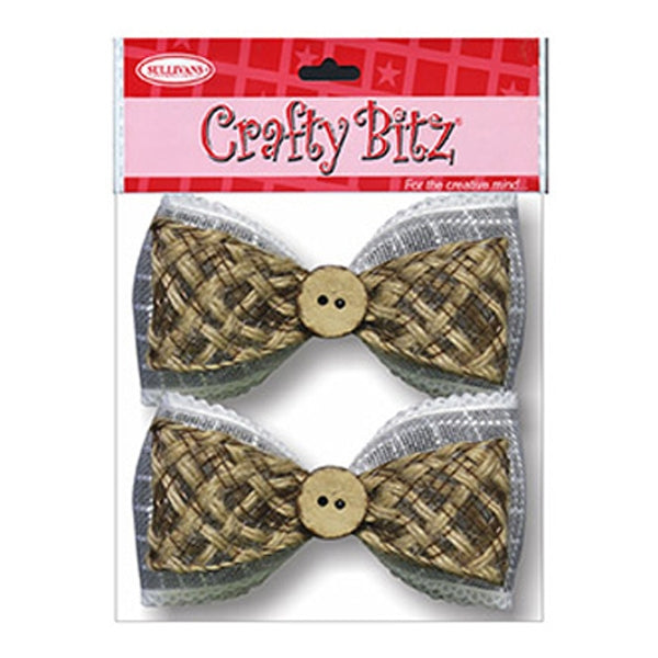 Crafty Bitz Jute Bows, 7cmx4cm-2pk